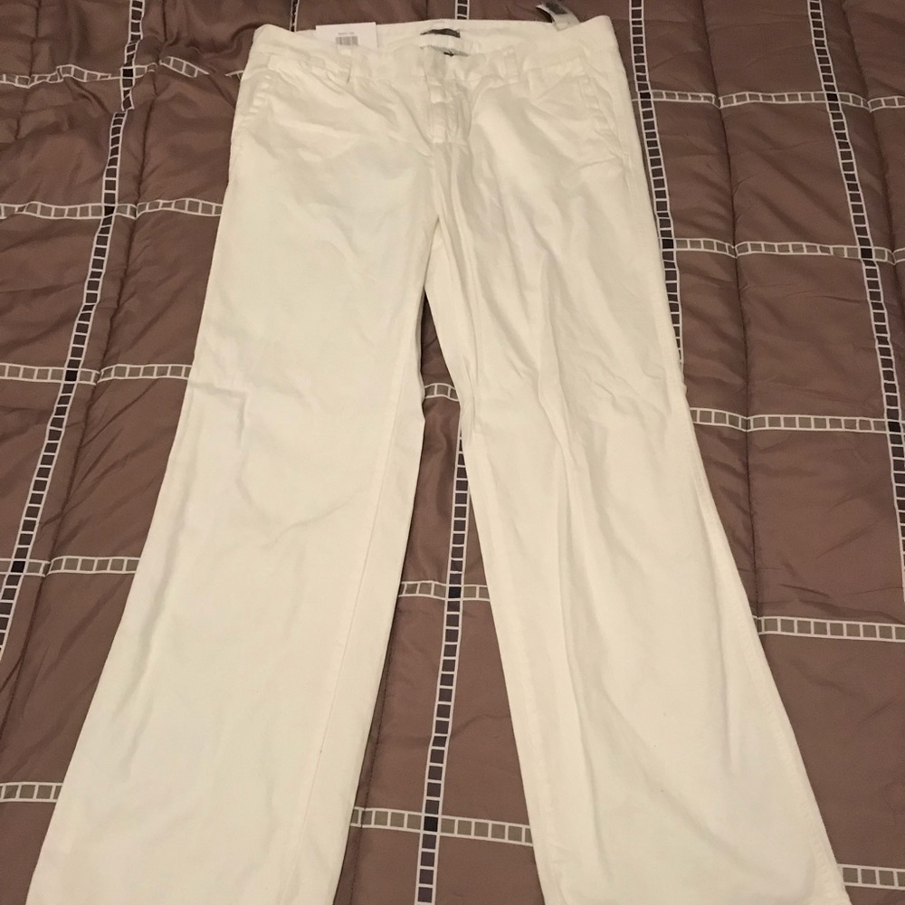 White boot cut pants